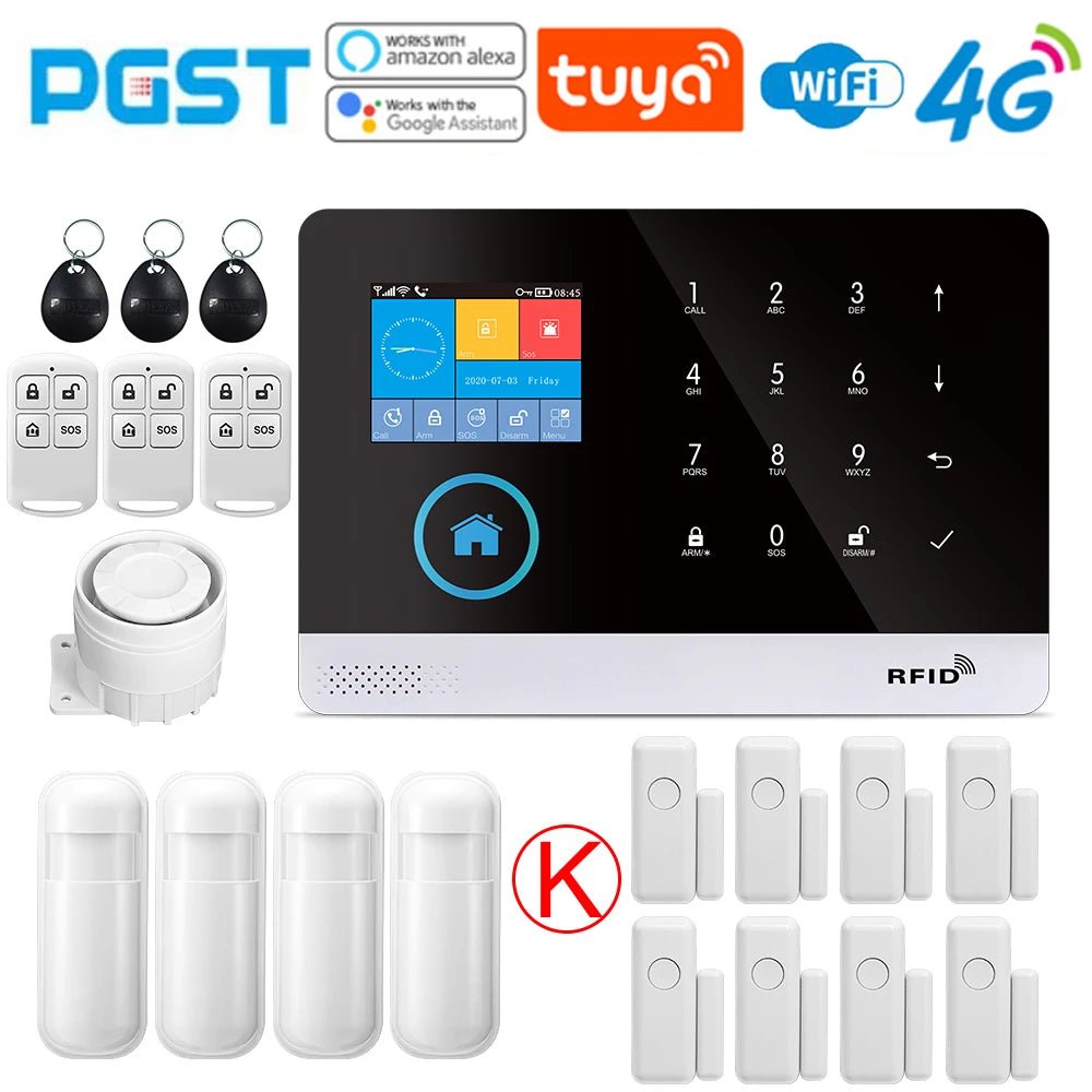 -103 Graffiti Alarm System, 4G Secure Home Wifi Smart Home Alarm, Wireless Security System Device, Controlled by Smart Life