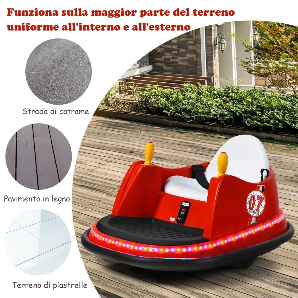 Macchina per Autoscontri per Bambini Con Luci Colorate, Macchina Elettrica Autoscontri 6 V Con Musica 4 Colori