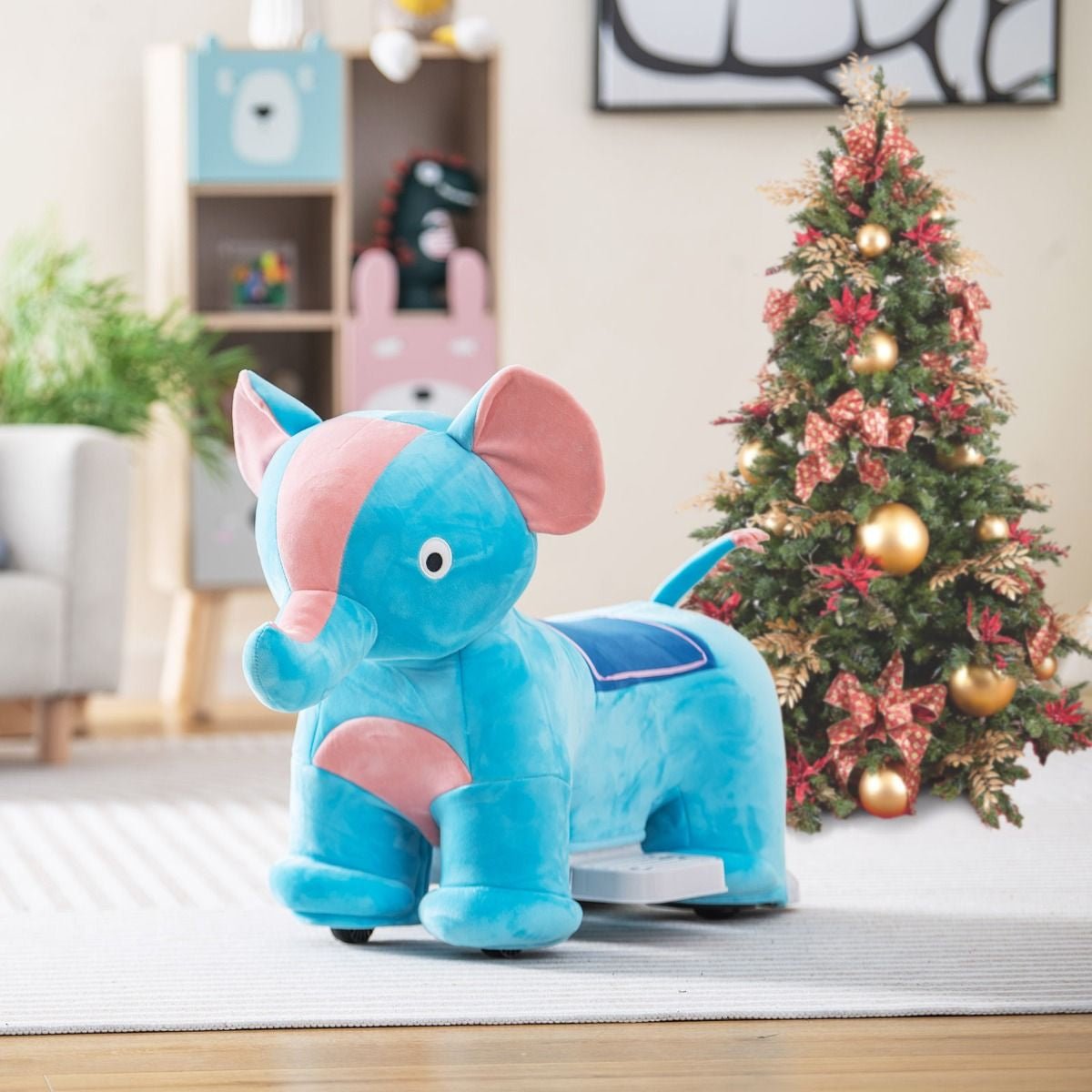 Gioco Cavalcabile Elettrico Bambini Con Ruote Flessibili Rivestimento Lavabile, Peluche Cavalcabile 3 Dimensioni