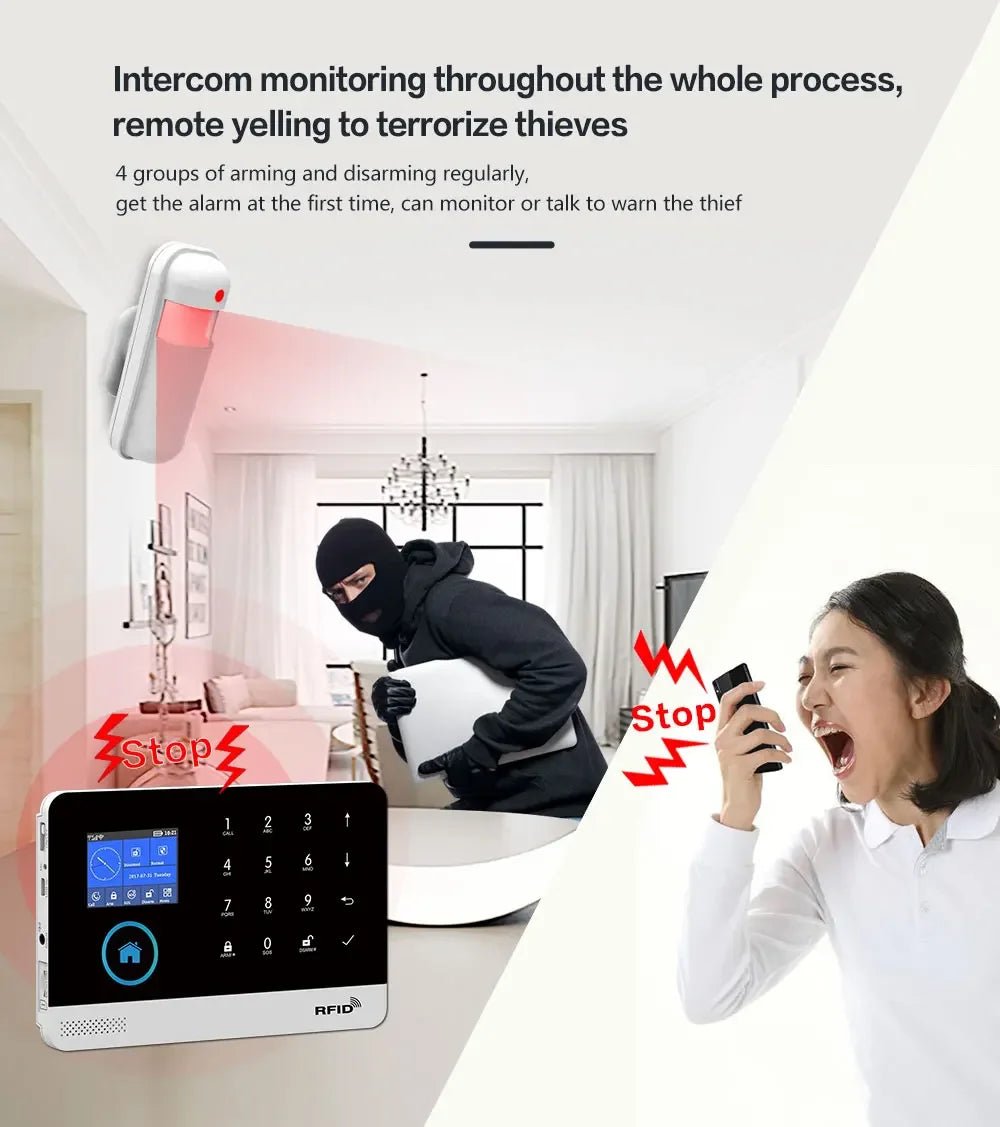 -103 Graffiti Alarm System, 4G Secure Home Wifi Smart Home Alarm, Wireless Security System Device, Controlled by Smart Life