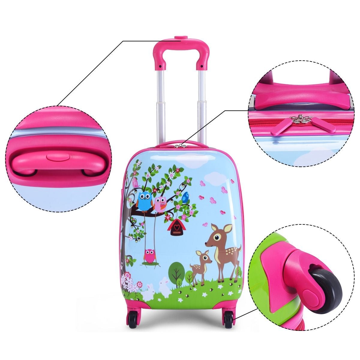 Set 2 in 1 Bagaglio Viaggio per Bambini Con Ruote + Zaino Valigetta Bimbo E Zaino Blu