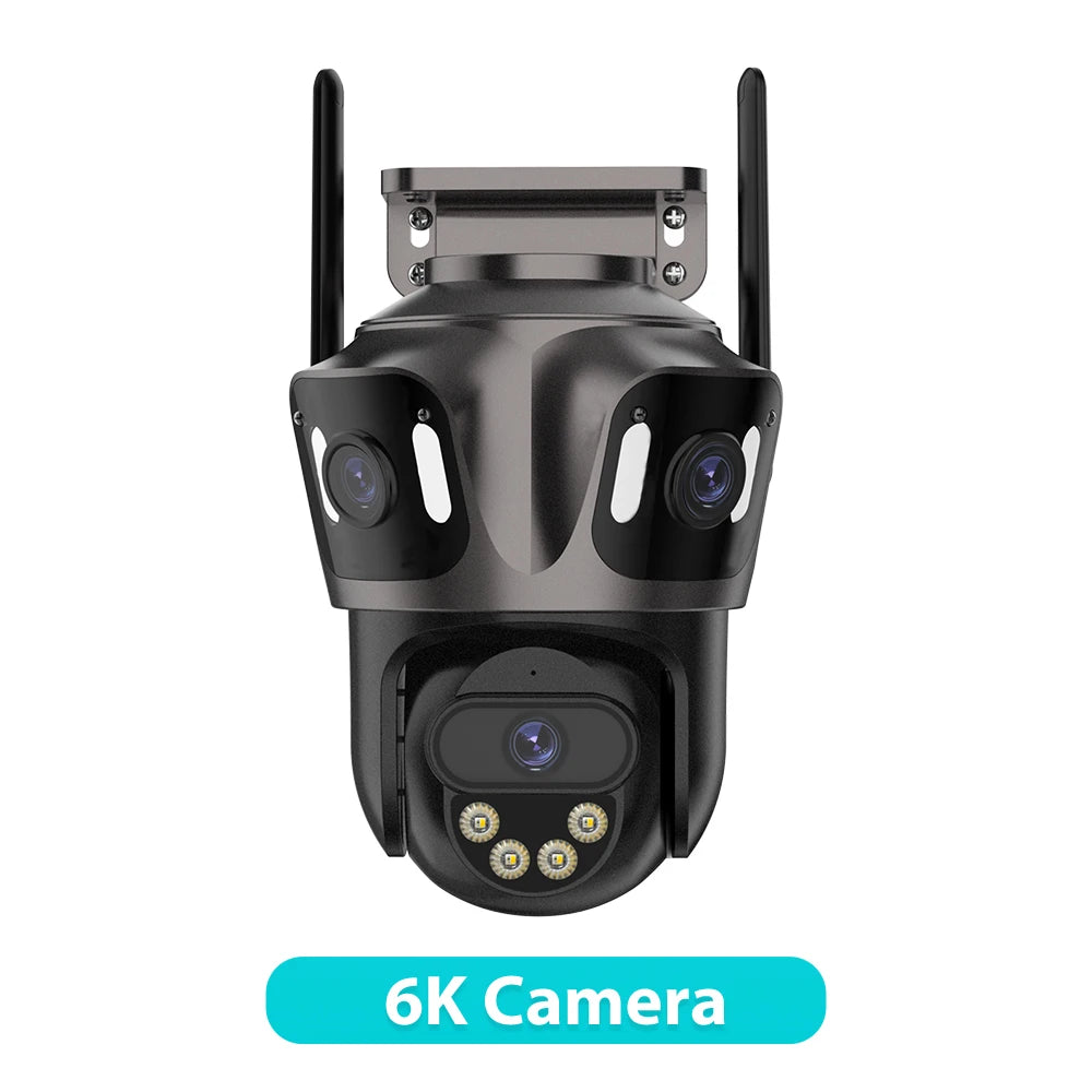 6K HD Three Screen Wifi Security Camera 4K 8MP Outdoor Wirelss PTZ IP Camera Ai Human Detect Video Surveillance Icsee APP