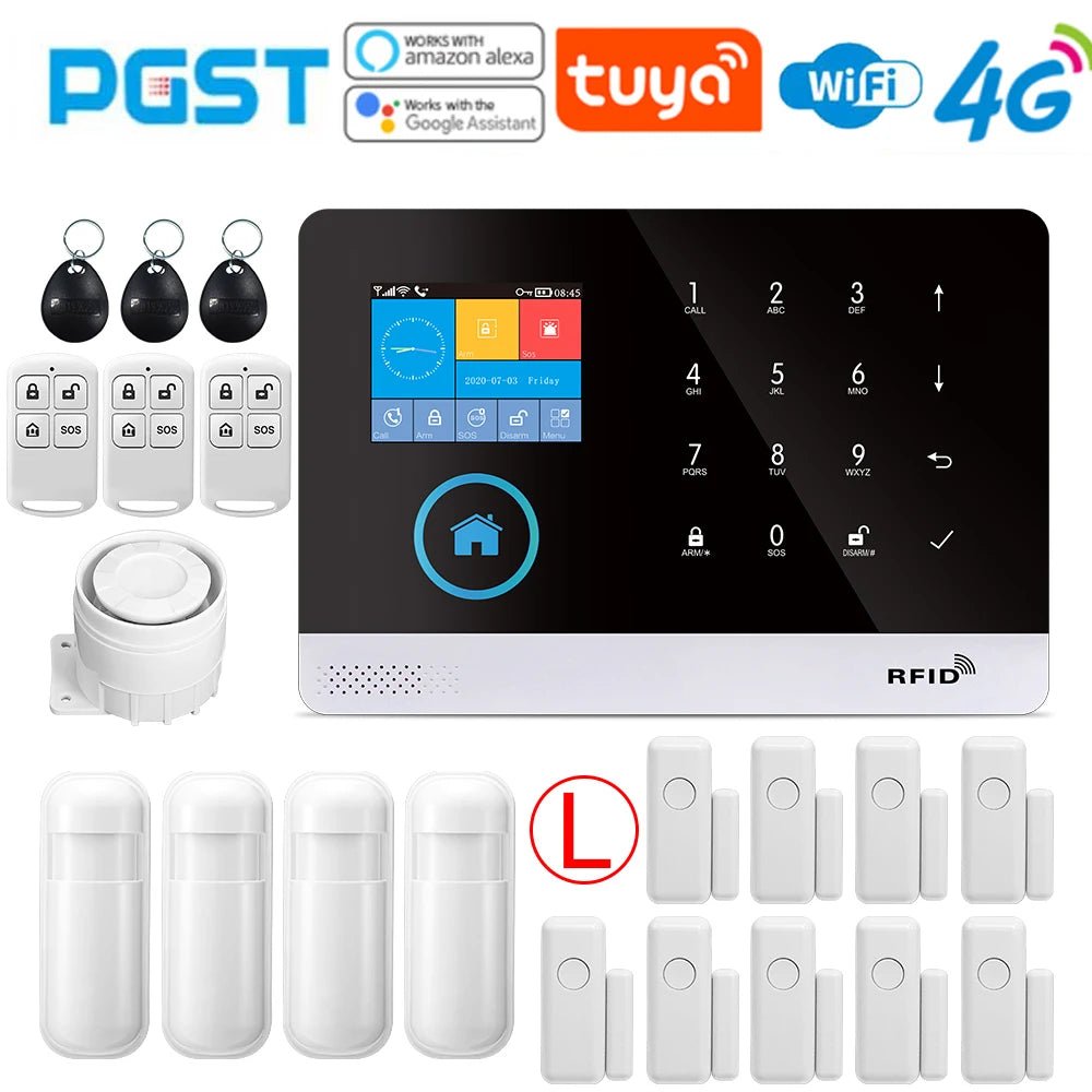 -103 Graffiti Alarm System, 4G Secure Home Wifi Smart Home Alarm, Wireless Security System Device, Controlled by Smart Life