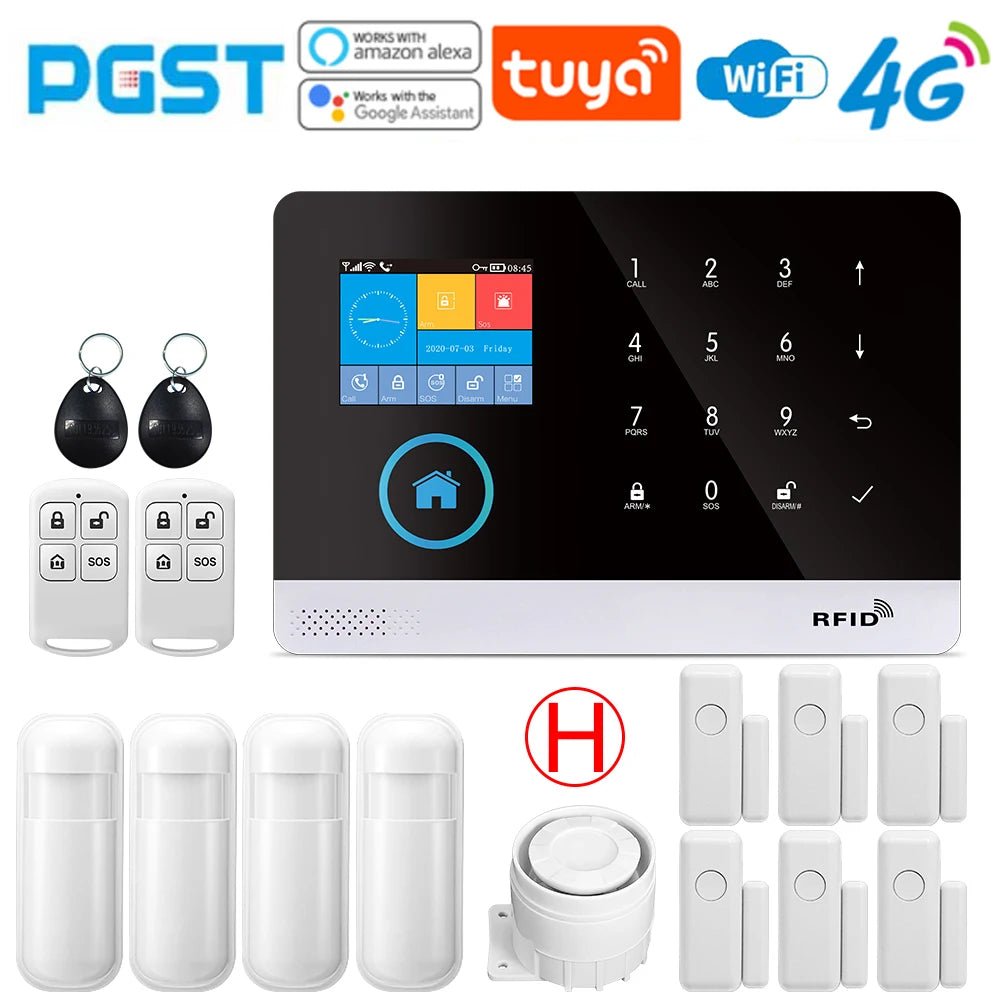 -103 Graffiti Alarm System, 4G Secure Home Wifi Smart Home Alarm, Wireless Security System Device, Controlled by Smart Life