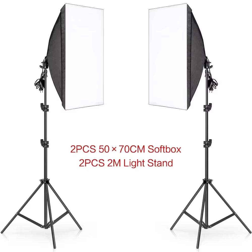 3Pcs Softbox with Sandbag Professional Photography Photo Studio Softbox Lights Lighting Kit Equipment Boom Arm