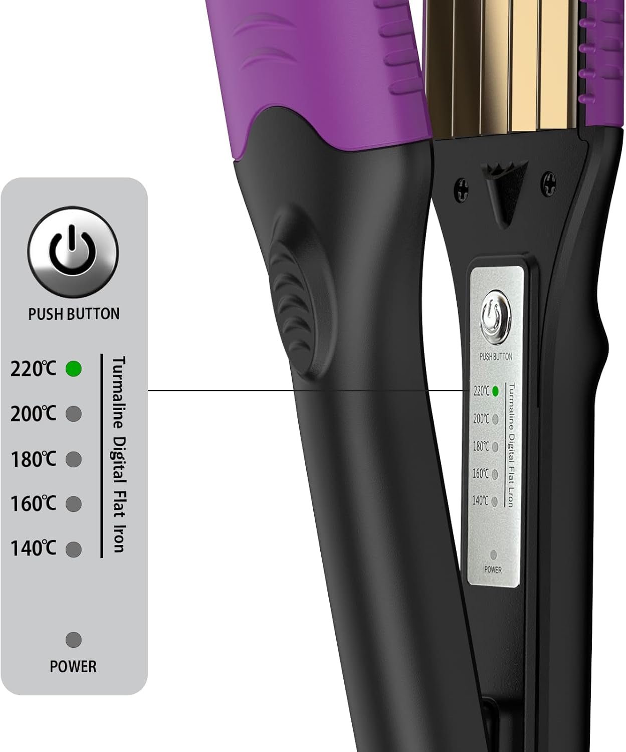 Piastra per Capelli Frisee, Piastra per Capelli Ondulati Professionale Con 4 Piastre Piatte in Titanio Intercambiabili Piastra Frisè, Rivestimento in Tourmaline Ceramic (Viola)