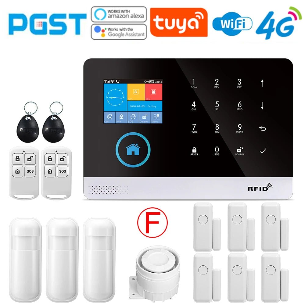 -103 Graffiti Alarm System, 4G Secure Home Wifi Smart Home Alarm, Wireless Security System Device, Controlled by Smart Life