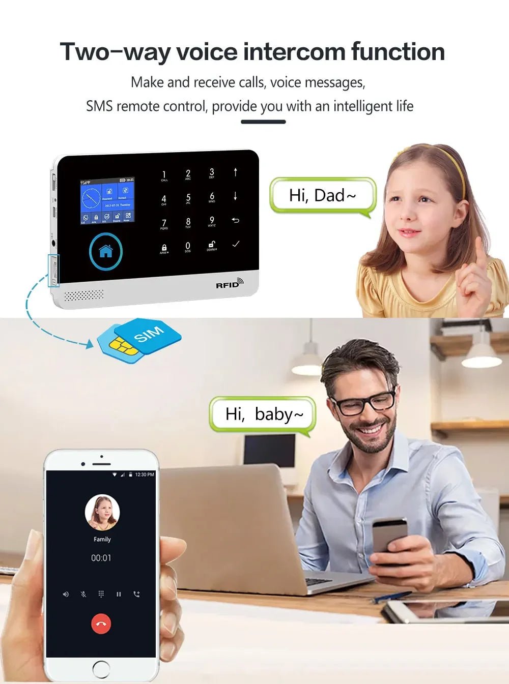 -103 Graffiti Alarm System, 4G Secure Home Wifi Smart Home Alarm, Wireless Security System Device, Controlled by Smart Life