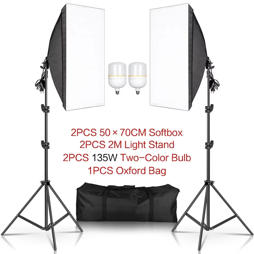 3Pcs Softbox with Sandbag Professional Photography Photo Studio Softbox Lights Lighting Kit Equipment Boom Arm