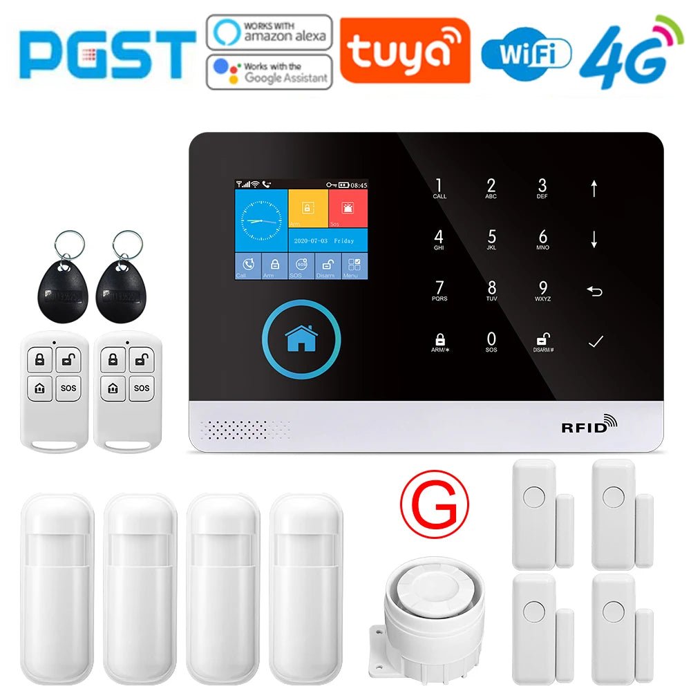 -103 Graffiti Alarm System, 4G Secure Home Wifi Smart Home Alarm, Wireless Security System Device, Controlled by Smart Life