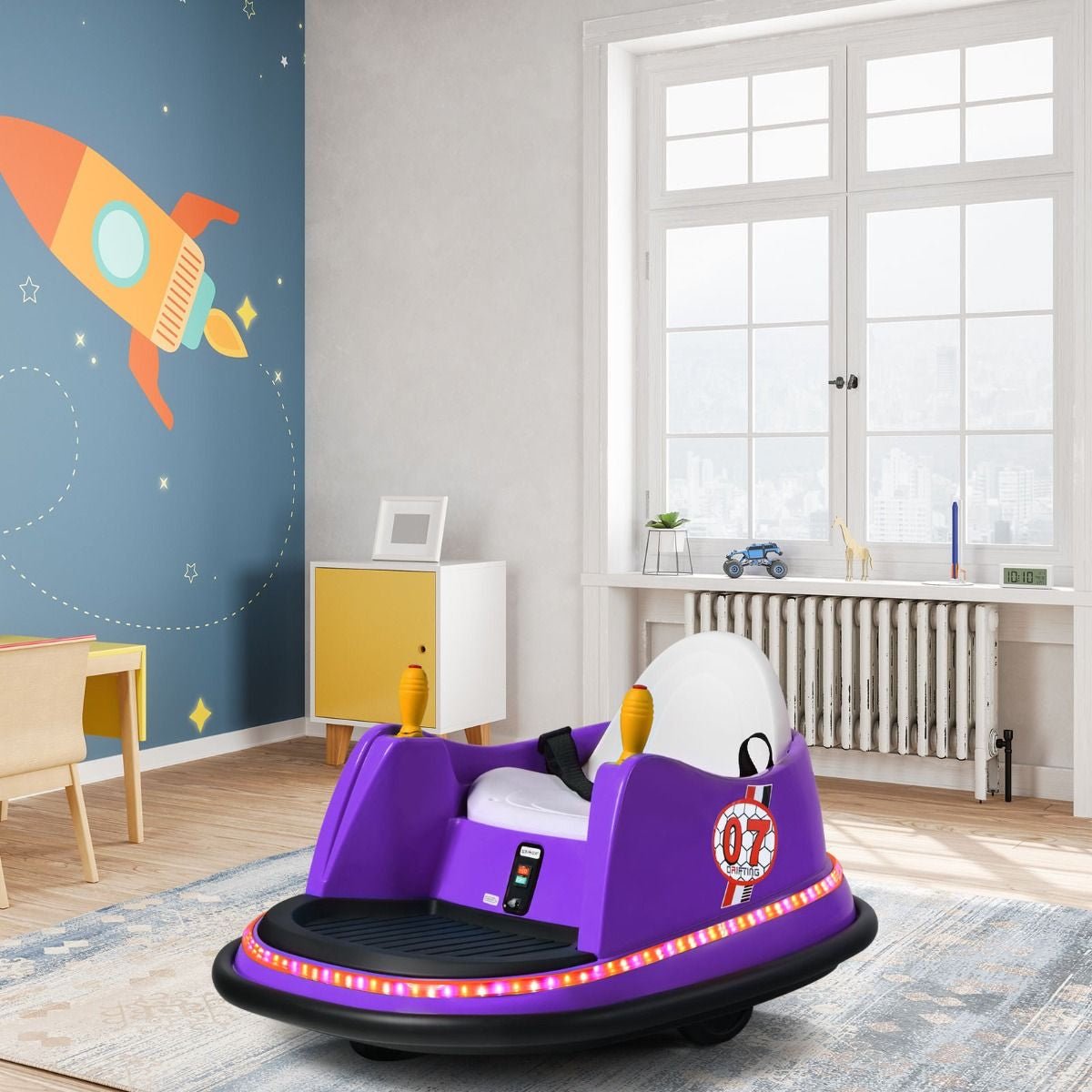 Macchina per Autoscontri per Bambini Con Luci Colorate, Macchina Elettrica Autoscontri 6 V Con Musica 4 Colori