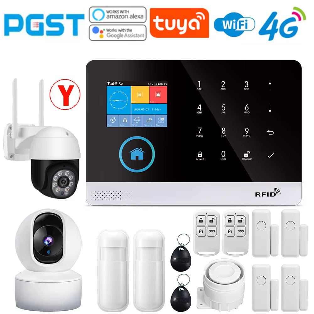 -103 Graffiti Alarm System, 4G Secure Home Wifi Smart Home Alarm, Wireless Security System Device, Controlled by Smart Life