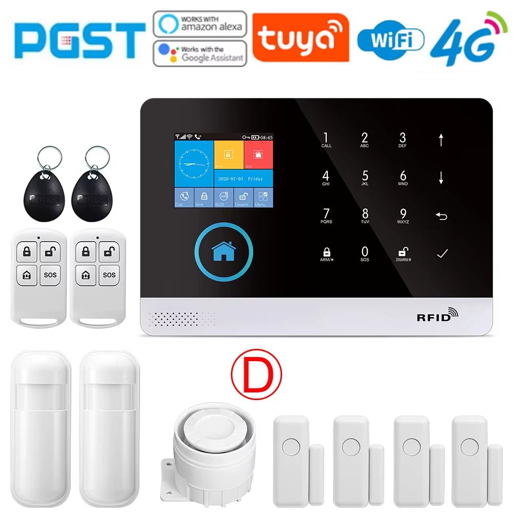-103 Graffiti Alarm System, 4G Secure Home Wifi Smart Home Alarm, Wireless Security System Device, Controlled by Smart Life