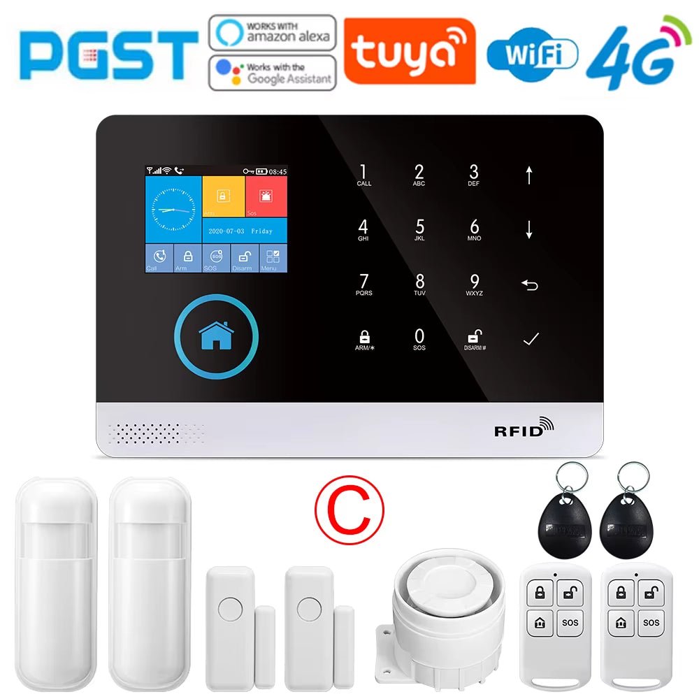 -103 Graffiti Alarm System, 4G Secure Home Wifi Smart Home Alarm, Wireless Security System Device, Controlled by Smart Life