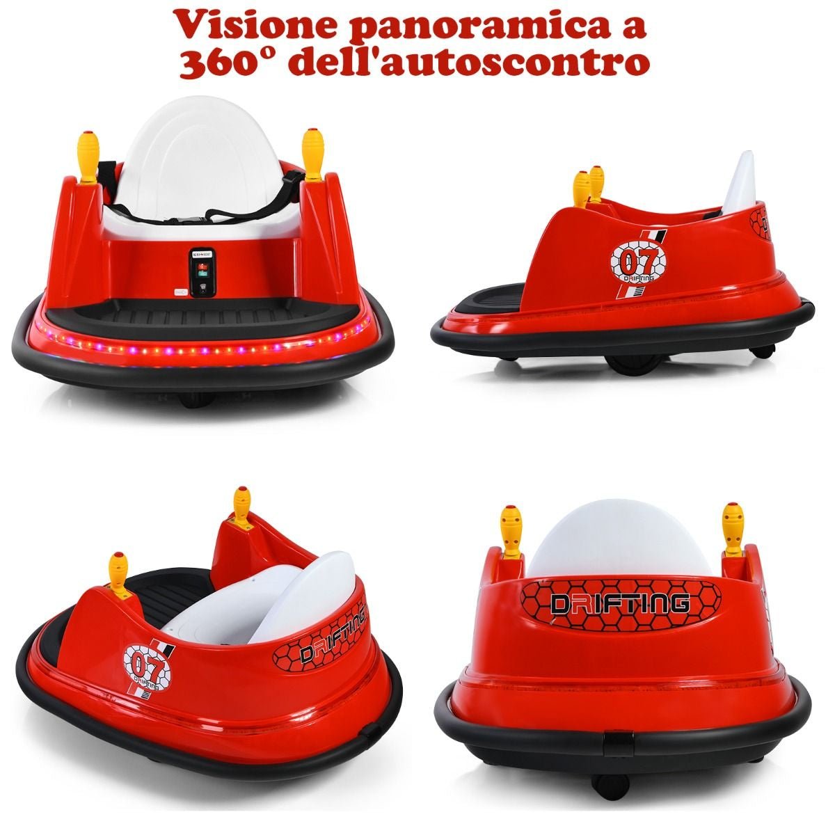 Macchina per Autoscontri per Bambini Con Luci Colorate, Macchina Elettrica Autoscontri 6 V Con Musica 4 Colori