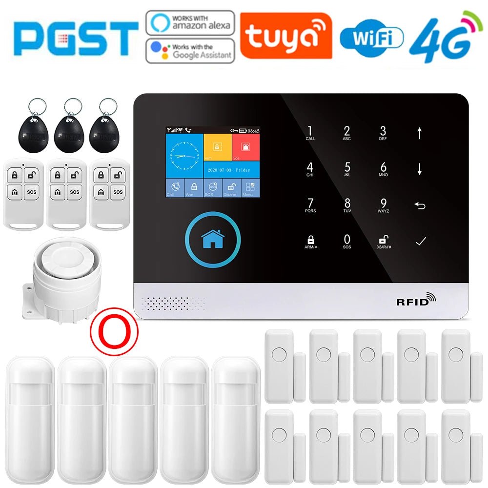 -103 Graffiti Alarm System, 4G Secure Home Wifi Smart Home Alarm, Wireless Security System Device, Controlled by Smart Life