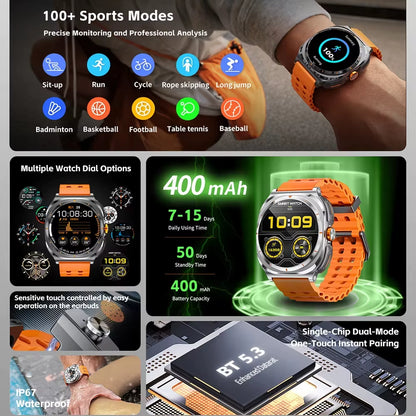 2025 2 in 1 Music Play Sports Smart Watch with Earbuds NFC Watches TWS Bluetooth Earphone Heart Rate Monitor Fitness Smartwatch