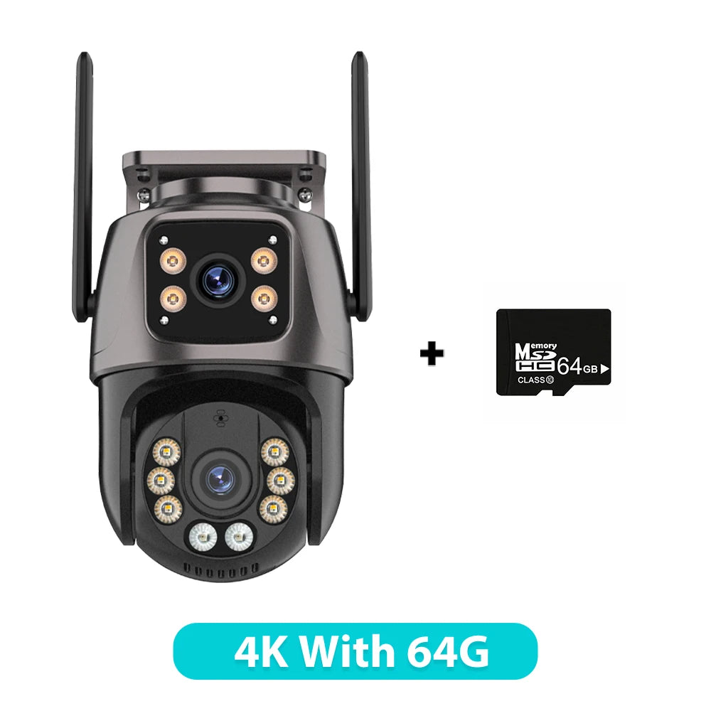 6K HD Three Screen Wifi Security Camera 4K 8MP Outdoor Wirelss PTZ IP Camera Ai Human Detect Video Surveillance Icsee APP