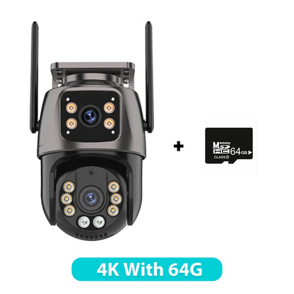 6K HD Three Screen Wifi Security Camera 4K 8MP Outdoor Wirelss PTZ IP Camera Ai Human Detect Video Surveillance Icsee APP