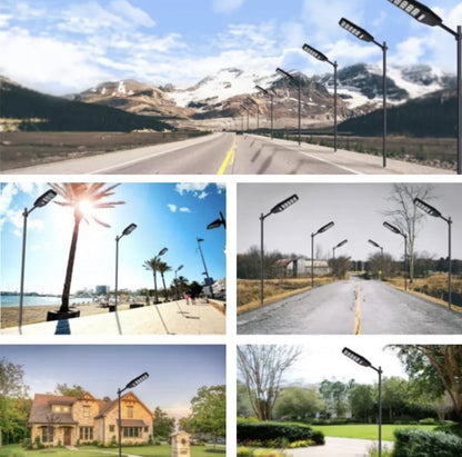LAMPIONE STRADALE LED 200W PANNELLO SOLARE FOTOVOLTAICO FARO ESTERNO GIARDINO