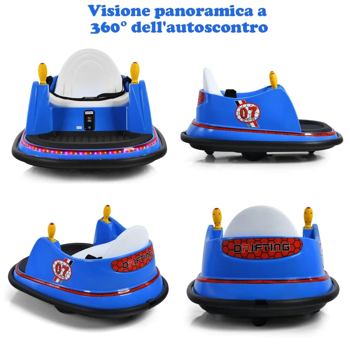 Macchina per Autoscontri per Bambini Con Luci Colorate, Macchina Elettrica Autoscontri 6 V Con Musica 4 Colori