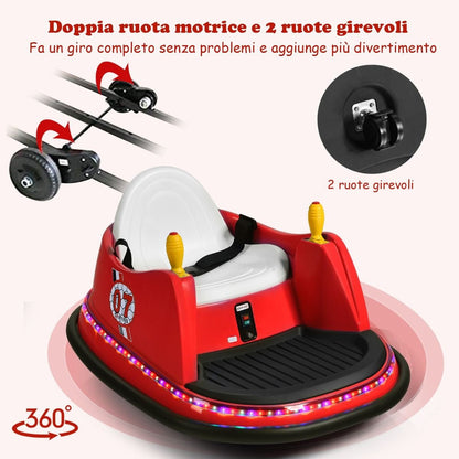 Macchina per Autoscontri per Bambini Con Luci Colorate, Macchina Elettrica Autoscontri 6 V Con Musica 4 Colori