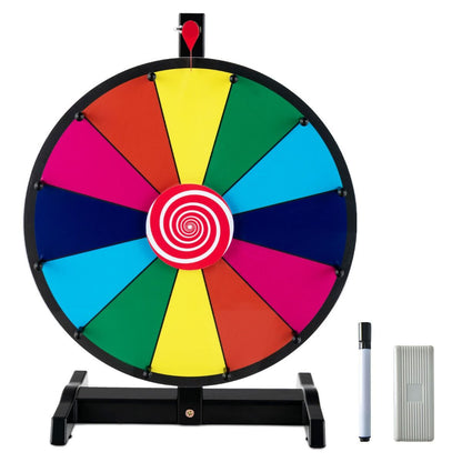 Ruota Dei Premi Da Tavolo Con Pennarello E Cancellino, Ruota Della Fortuna Personalizzabile 26X18X39,5Cm/31X20,5X49Cm
