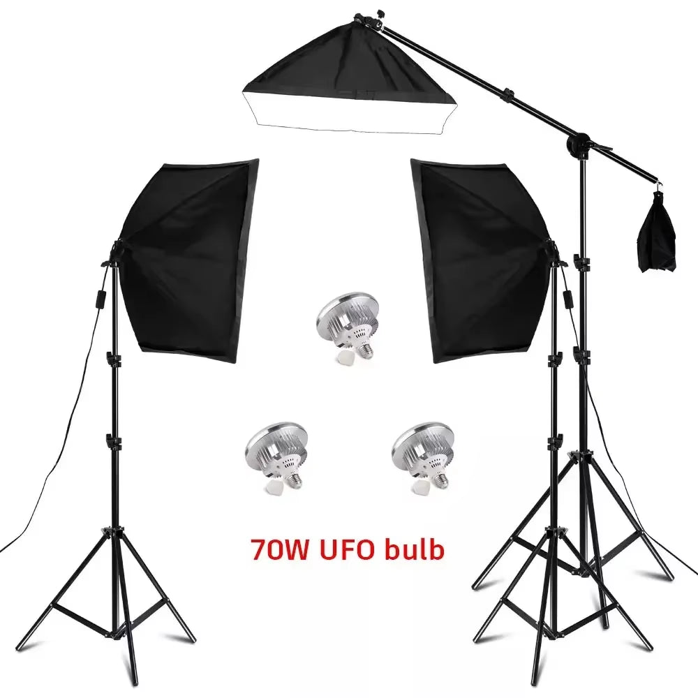 3Pcs Softbox with Sandbag Professional Photography Photo Studio Softbox Lights Lighting Kit Equipment Boom Arm