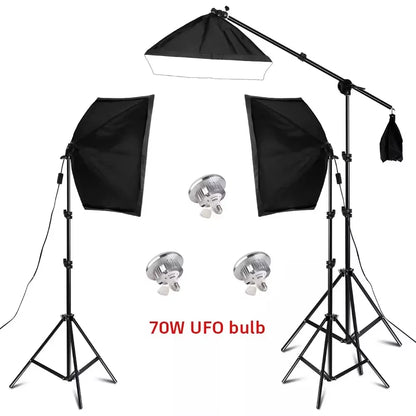 3Pcs Softbox with Sandbag Professional Photography Photo Studio Softbox Lights Lighting Kit Equipment Boom Arm
