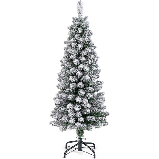 Albero Di Natale Artificiale Da 120Cm, Albero Di Natale Imbiancato Con 240 Rami Supporto Metallico Pieghevole