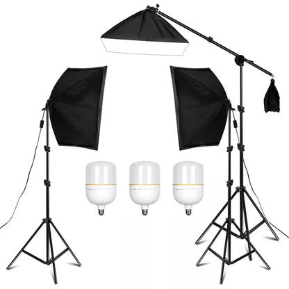 3Pcs Softbox with Sandbag Professional Photography Photo Studio Softbox Lights Lighting Kit Equipment Boom Arm