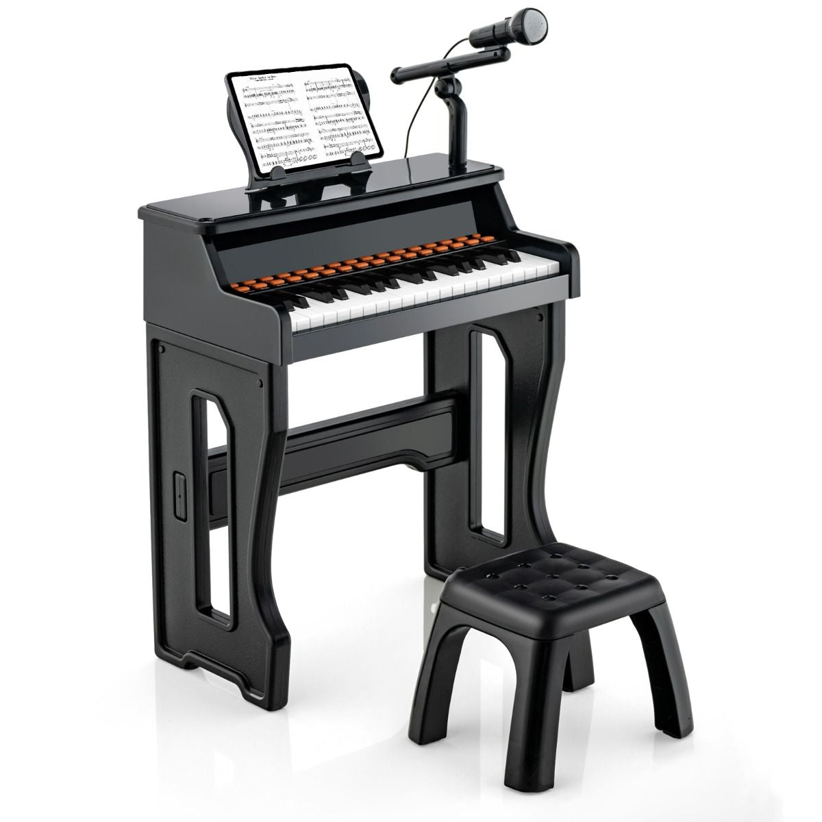 Pianoforte a 37 Tasti per Bambini Con Microfono Regolabile Supporto per Spartiti Rimovibile, Strumento Musicale 2 Colori