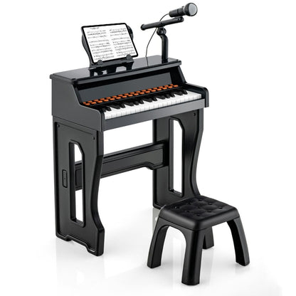 Pianoforte a 37 Tasti per Bambini Con Microfono Regolabile Supporto per Spartiti Rimovibile, Strumento Musicale 2 Colori