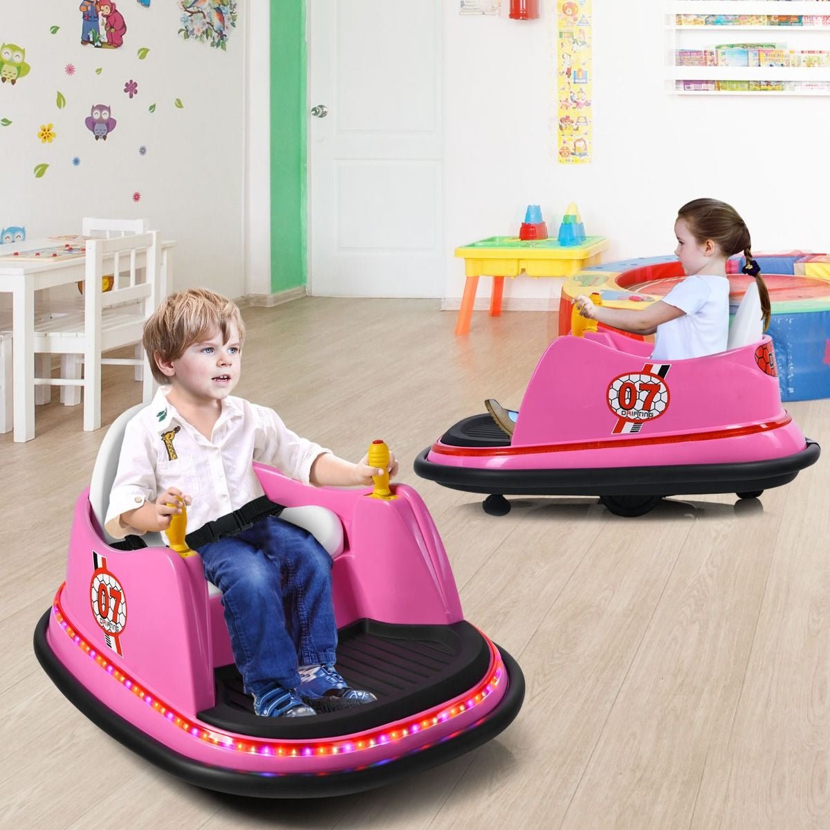 Macchina per Autoscontri per Bambini Con Luci Colorate, Macchina Elettrica Autoscontri 6 V Con Musica 4 Colori
