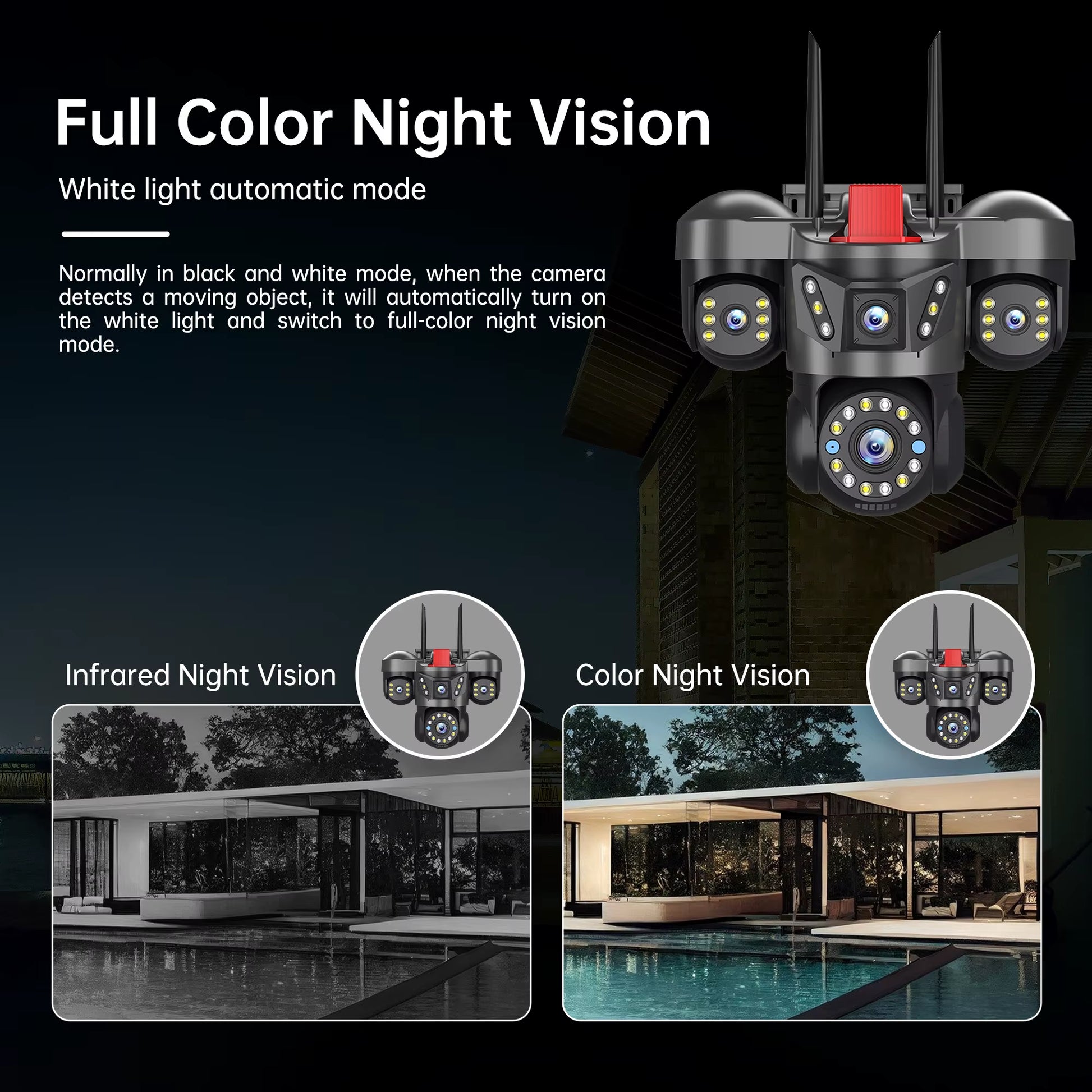 10K 20MP UHD Outdoor Wifi IP Camera 16X Zoom 4 Lens 4 Screens Ai Auto Tracking Security Protection PTZ CCTV Video Surveillance
