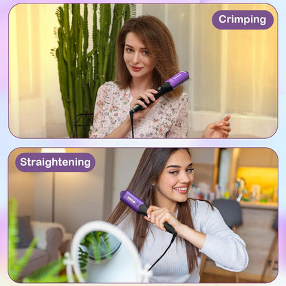 Piastra per Capelli Frisee,  Piastra per Capelli Ondulati Professionale Con 4 Piastre Piatte in Titanio Intercambiabili Piastra Frisè, Rivestimento in Tourmaline Ceramic (Viola)