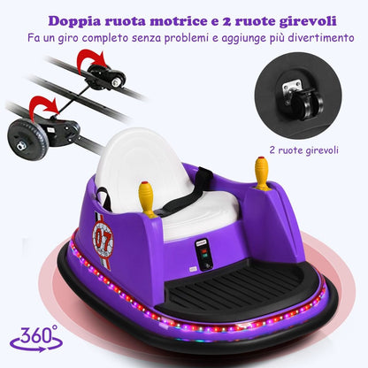 Macchina per Autoscontri per Bambini Con Luci Colorate, Macchina Elettrica Autoscontri 6 V Con Musica 4 Colori