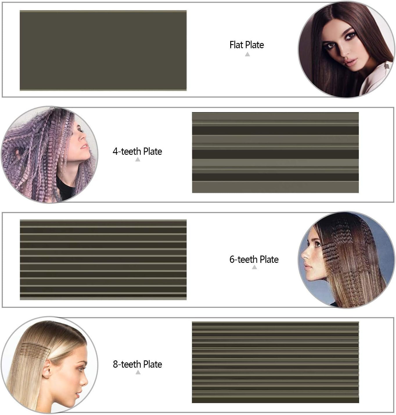 Piastra per Capelli Frisee,  Piastra per Capelli Ondulati Professionale Con 4 Piastre Piatte in Titanio Intercambiabili Piastra Frisè, Rivestimento in Tourmaline Ceramic (Viola)