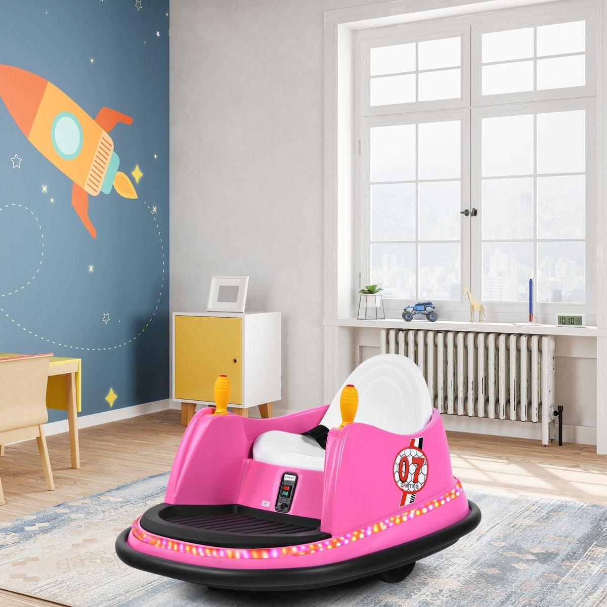 Macchina per Autoscontri per Bambini Con Luci Colorate, Macchina Elettrica Autoscontri 6 V Con Musica 4 Colori