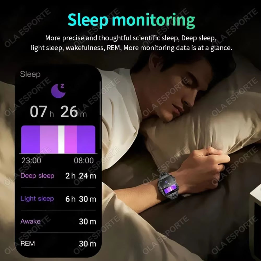 2025 New Military Smart Watch Men IP68 5ATM Outdoor Sports Fitness Tracker Health Monitoring 1.81Inch Bluetooth Calls Smartwatch