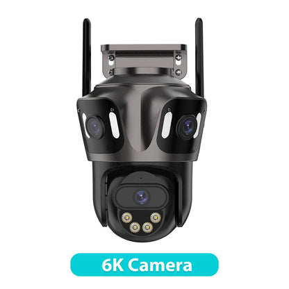 6K HD Three Screen Wifi Security Camera 4K 8MP Outdoor Wirelss PTZ IP Camera Ai Human Detect Video Surveillance Icsee APP