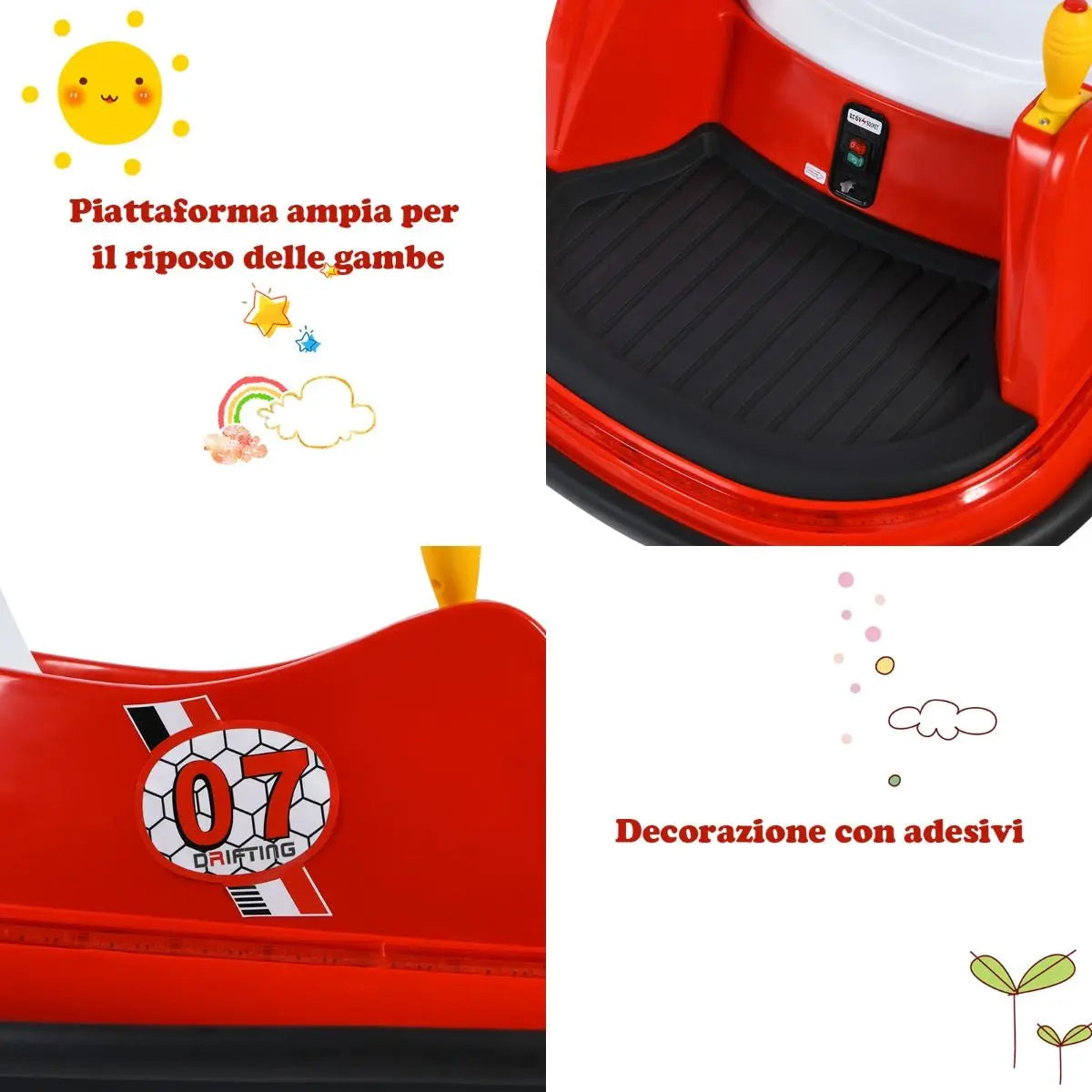 Macchina per Autoscontri per Bambini Con Luci Colorate, Macchina Elettrica Autoscontri 6 V Con Musica 4 Colori