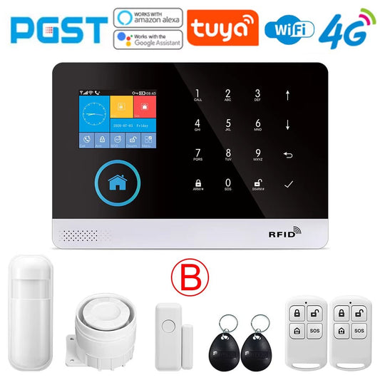 -103 Graffiti Alarm System, 4G Secure Home Wifi Smart Home Alarm, Wireless Security System Device, Controlled by Smart Life