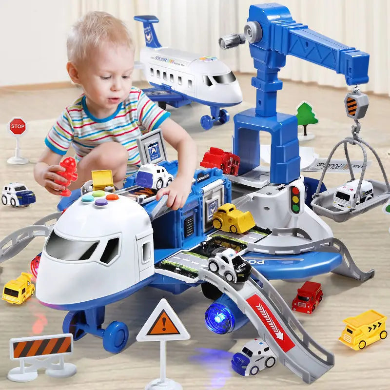 New Deformation Music Simulation Track Inertia Toy Aircraft Large Size Passenger Plane Kids Airliner Toy Car for Children'S Gift