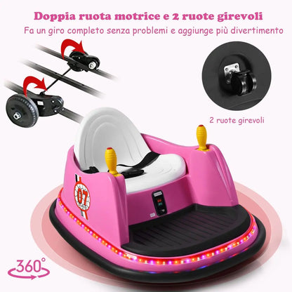 Macchina per Autoscontri per Bambini Con Luci Colorate, Macchina Elettrica Autoscontri 6 V Con Musica 4 Colori