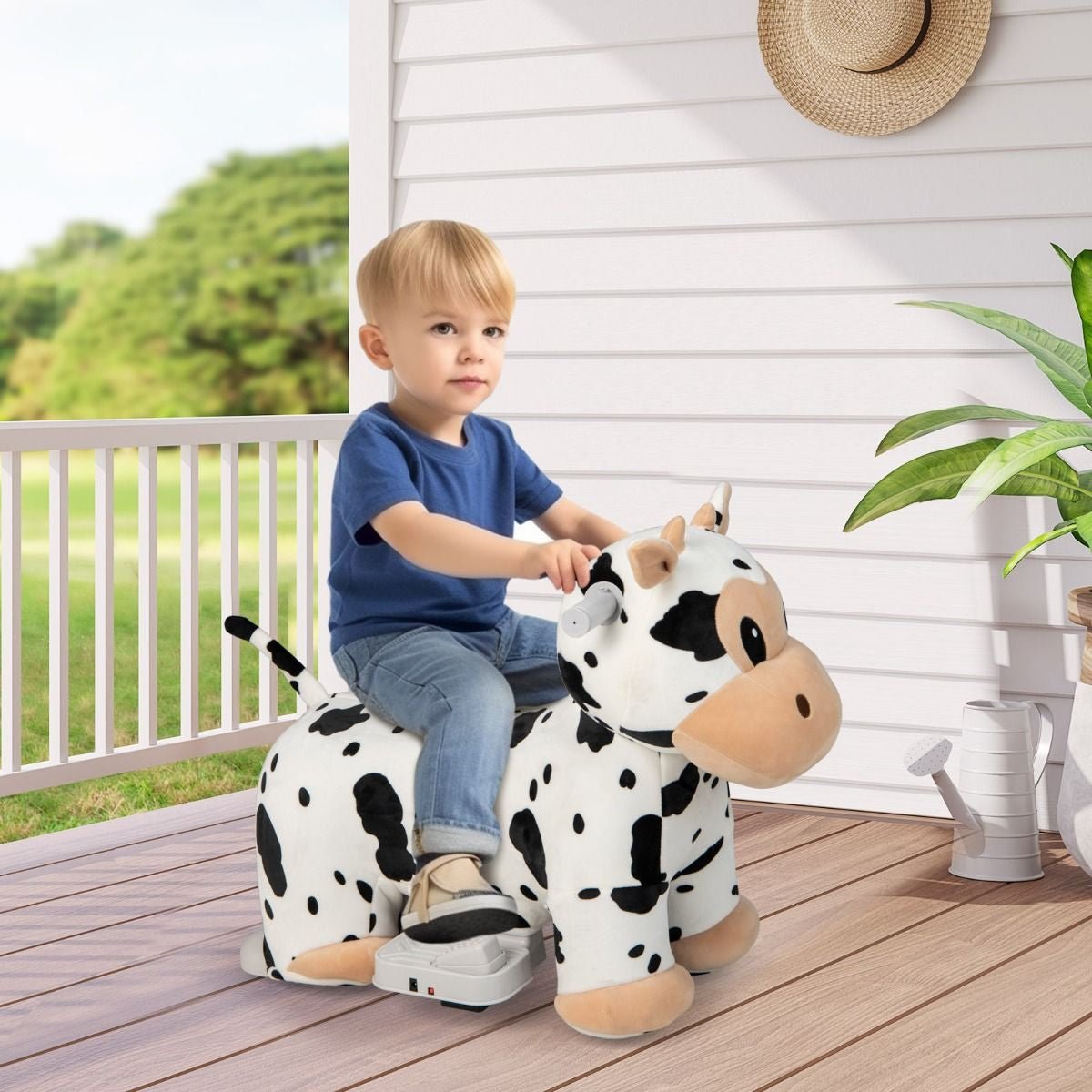 Gioco Cavalcabile Elettrico Bambini Con Ruote Flessibili Rivestimento Lavabile, Peluche Cavalcabile 3 Dimensioni