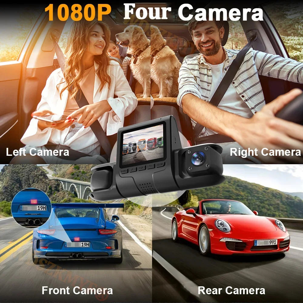 New 360° Car Dash Cam 4 Channels WIFI 24H Video Recorder 1080P Car DVR Front inside Rotatable and Rear View Camera Night Vision