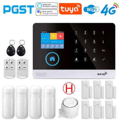 -103 Graffiti Alarm System, 4G Secure Home Wifi Smart Home Alarm, Wireless Security System Device, Controlled by Smart Life