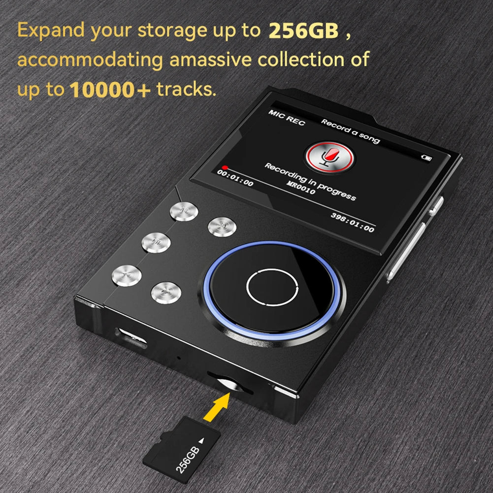 Hifi MP3 Player with Lossless DSD Digital Audio Bluetooth 5.3 2.4 Inch Display Supports 256GB Storage Capacity