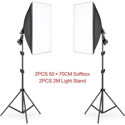3Pcs Softbox with Sandbag Professional Photography Photo Studio Softbox Lights Lighting Kit Equipment Boom Arm